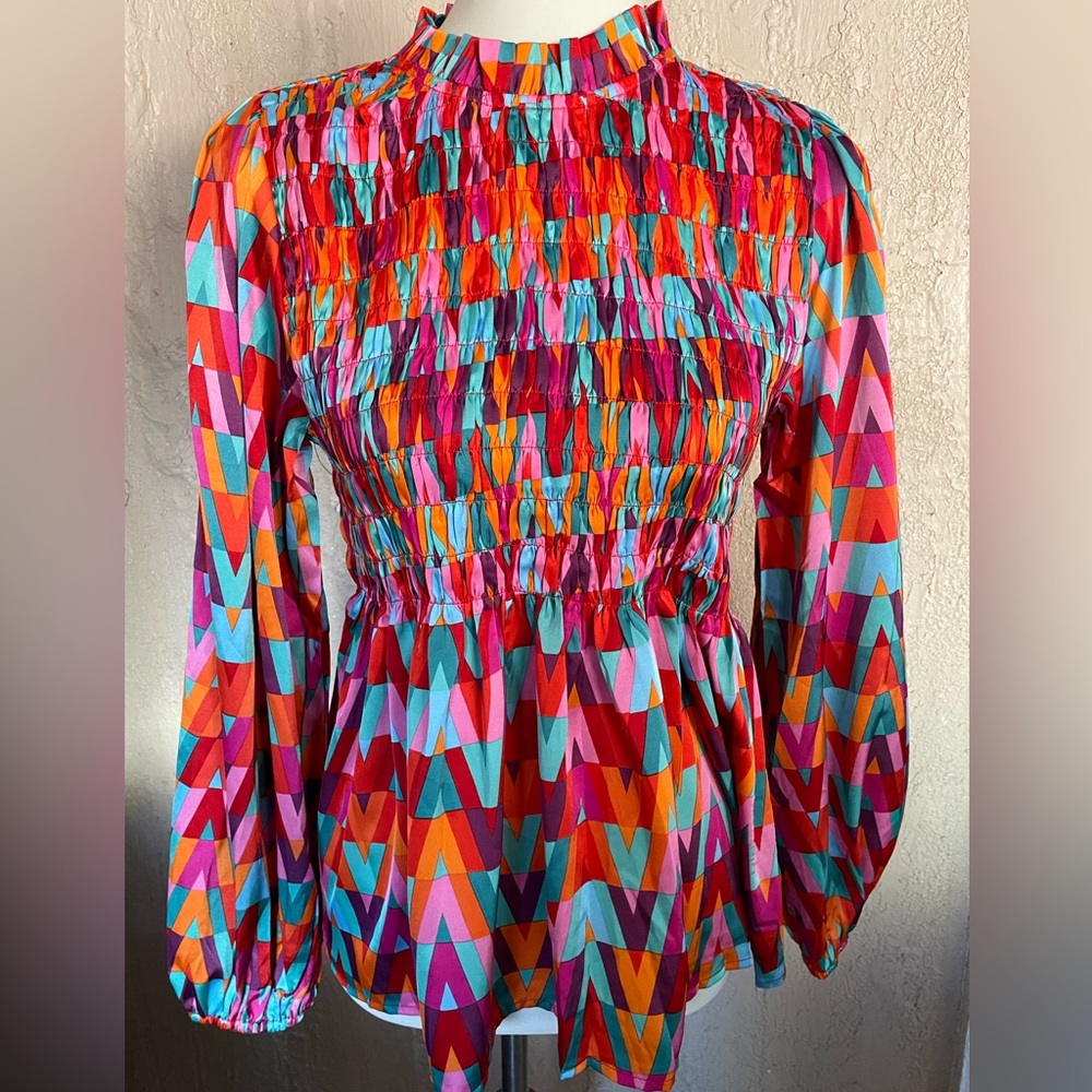 Colorful Smocked Top